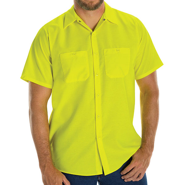 Red Kap Enhanced Visibility Ripstop Short Sleeve Button-Down Work Shirt